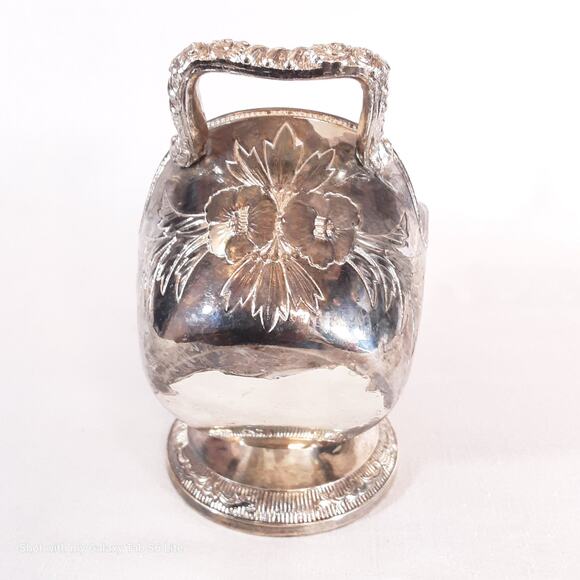 Vintage Silver Tone Sugar Scuttle Dish Ornate Distressed - Picture 4 of 9
